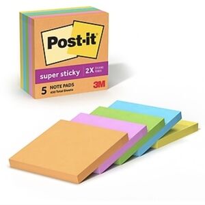 Post-It Super Sticky Note Pads, 3 "x 3", Energy Boost
